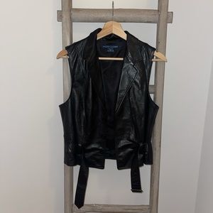 Ralph Lauren 100% Leather Vest Blue Label sz L